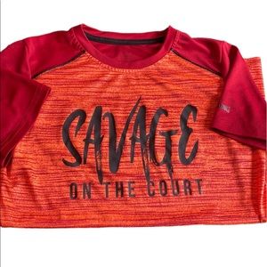 Spalding Boys Orange and Red Athletic Short Sleeve Shirt